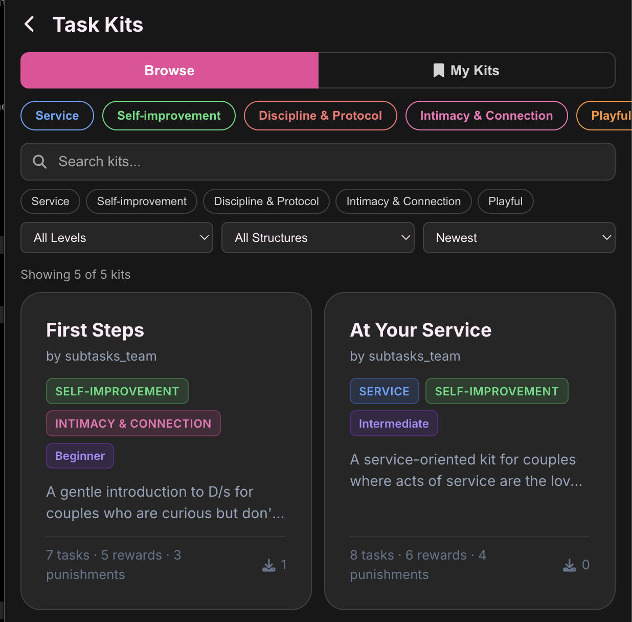 Kit Portal in-app view