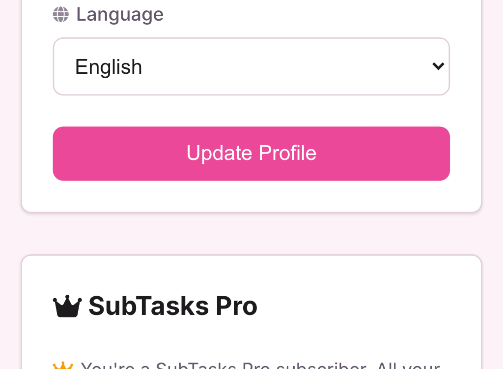 Language picker in Settings