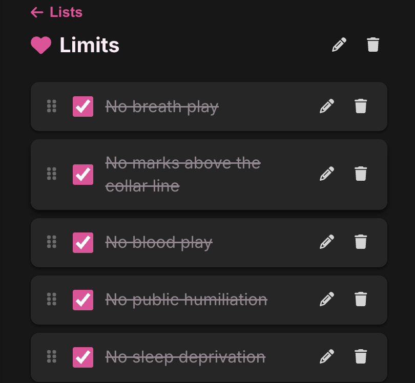 Household checklist with checkboxes