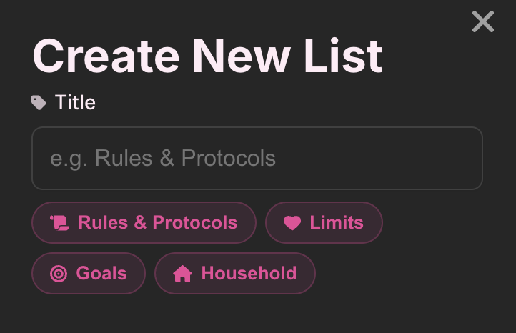 Starter chips in create form