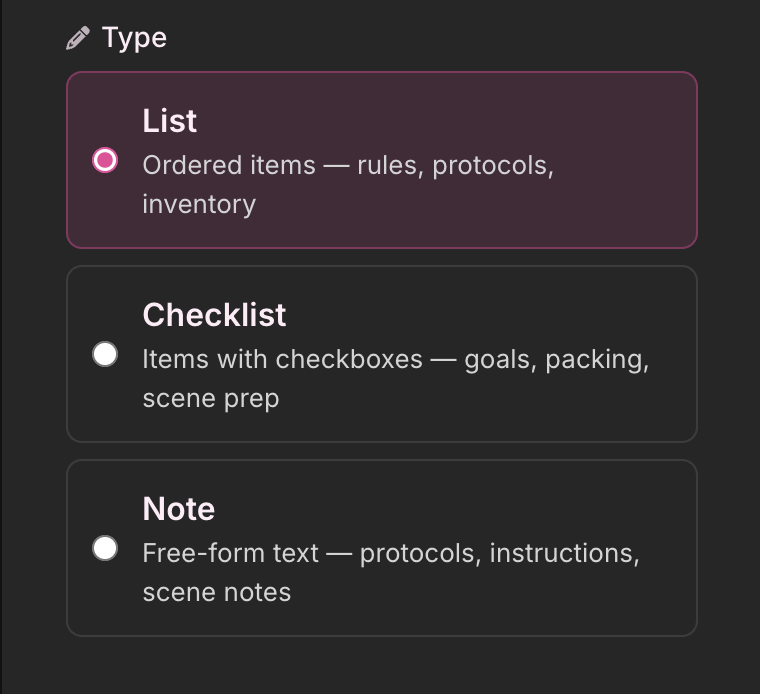 List type picker