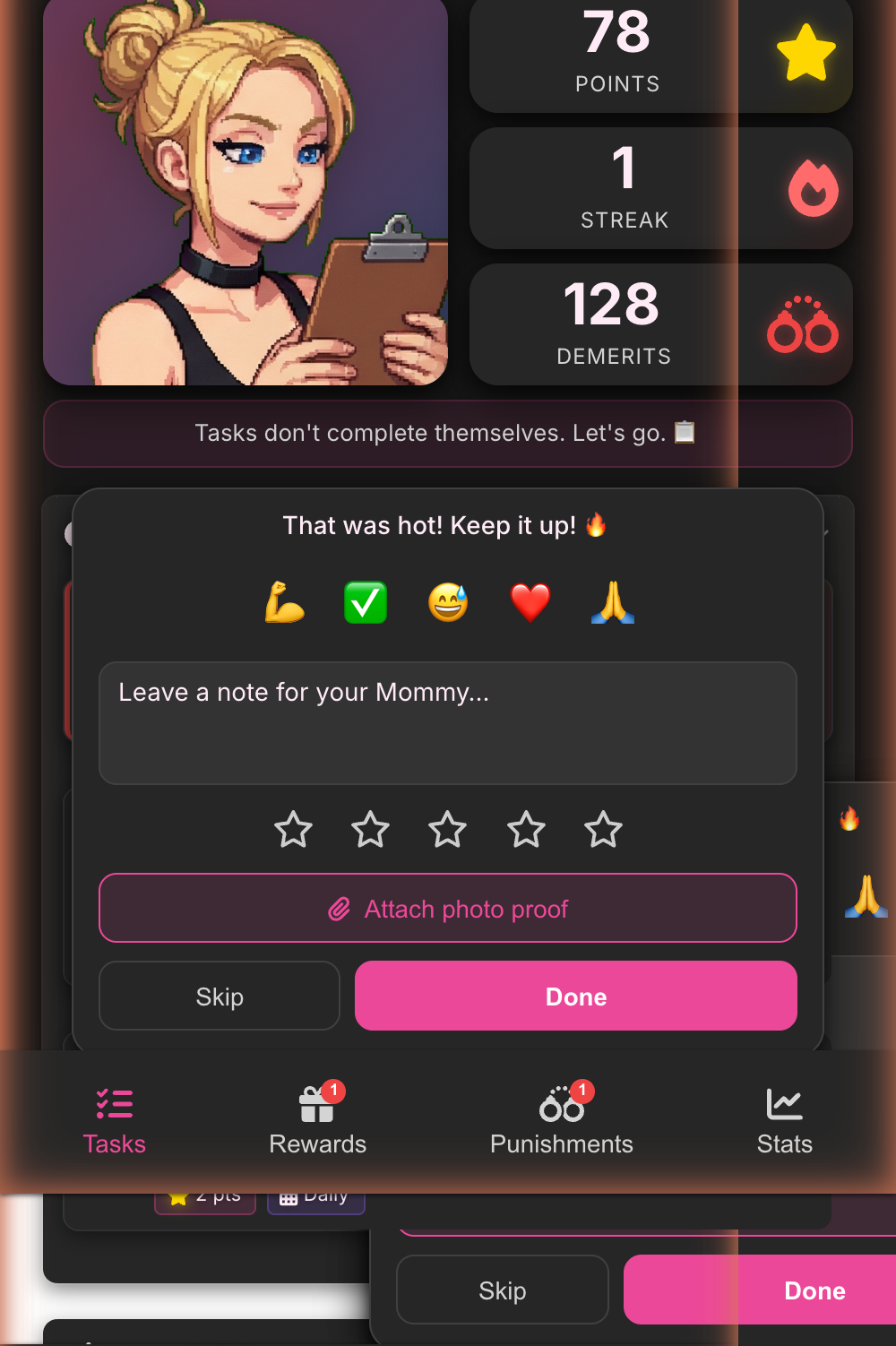 Completion sheet with photo required