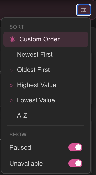 Sort and custom reorder