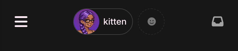 The top of the app, with the partner's face in the pill next to their name