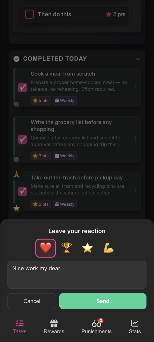 Task completion feedback