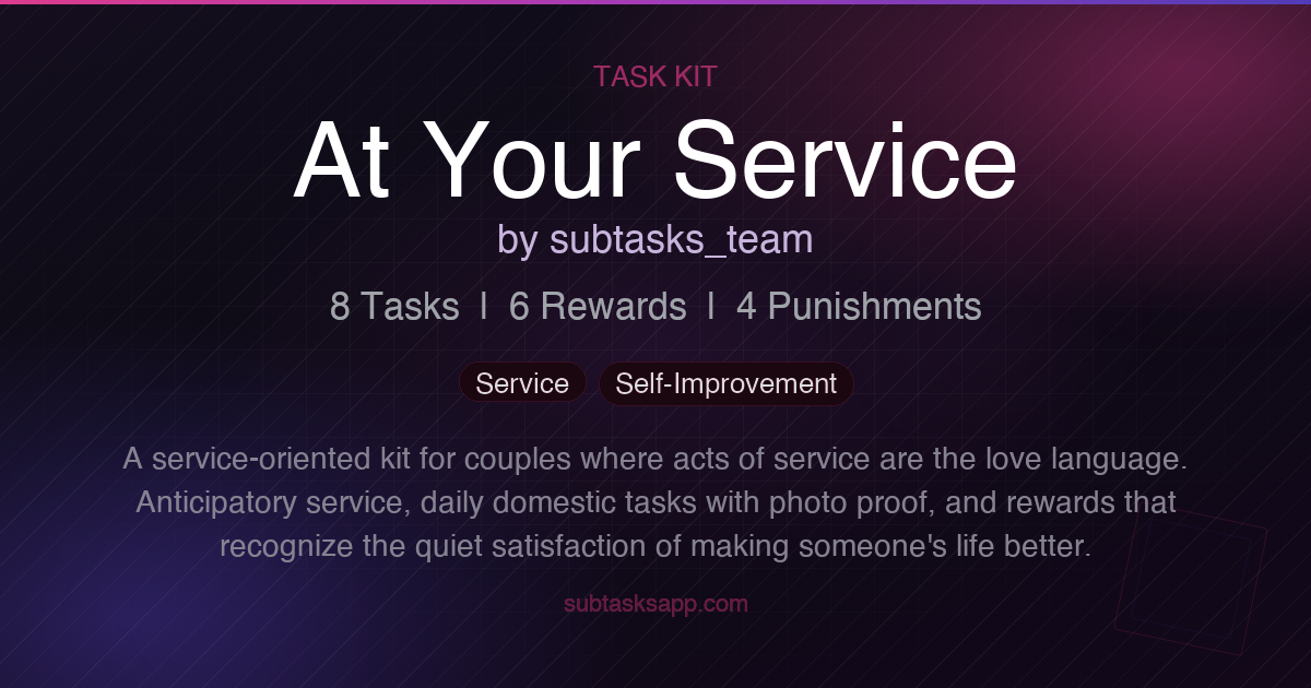 At Your Service - Task Kit | SubTasks