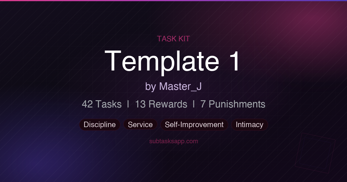 Template 1 - Task Kit | SubTasks