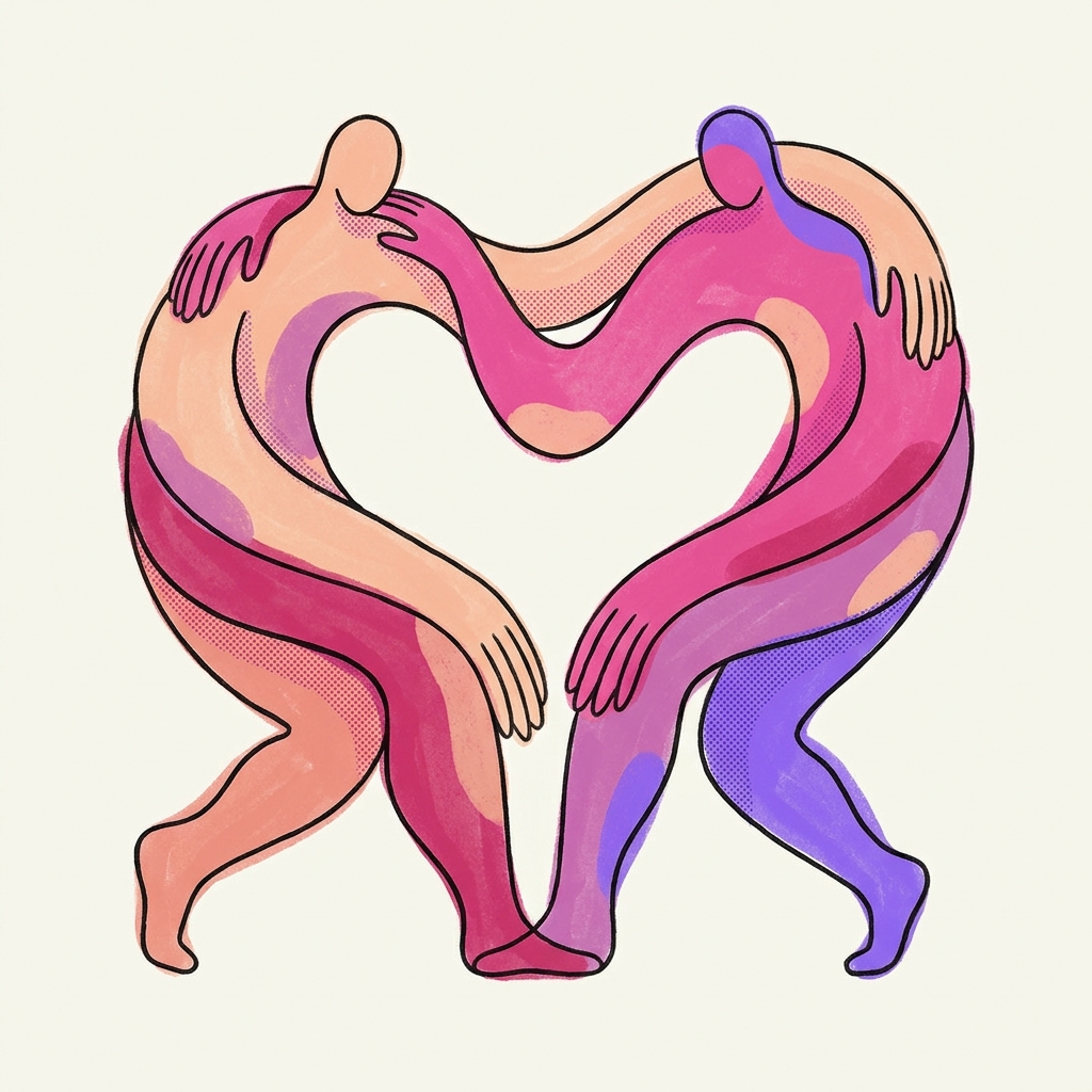 Two figures forming a heart